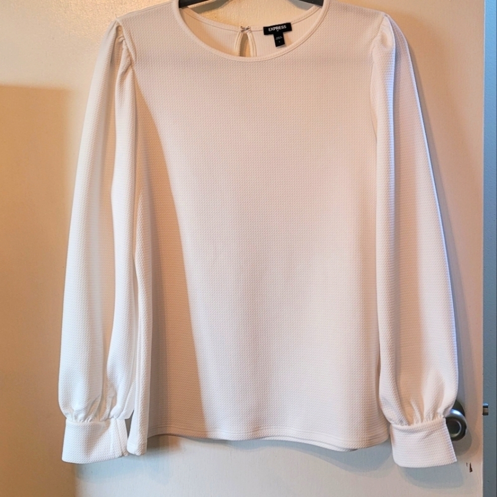 Express Womens Long Balloon Sleeve Textured Shirt - Large